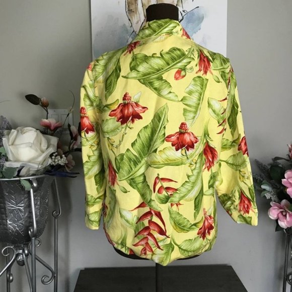 DT Collection Linen Blend Tropical Print Shacket SZ 8 - Picture 3 of 5